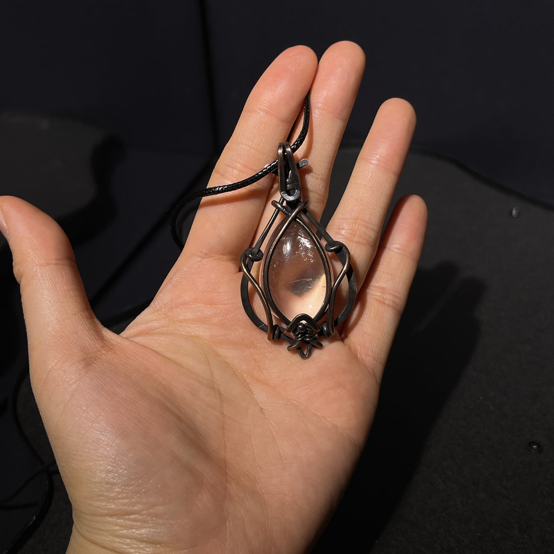 Handmade Copper Wire-Wrapped Natural Crystal Pendant Collection