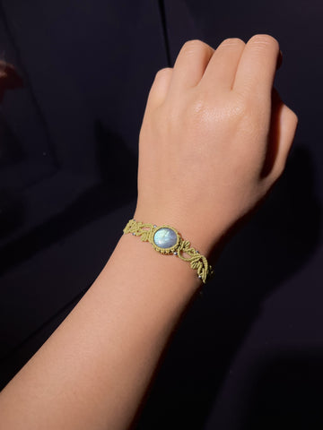 Natural Labradorite Hand-Woven Bracelet/Necklace, Boho Adjustable Macrame Jewelry