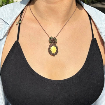 Unique Hand Woven Wax Cord Labradorite Crystal Necklace, Spiritual Protection Energy Gemstone Pendant