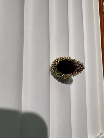 Copper Wire Wrapped Garnet Ring