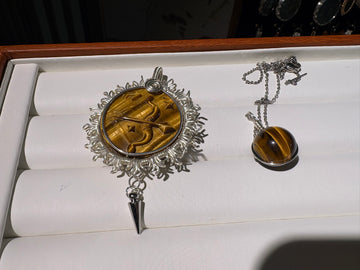 Copper Wire Wrapped Tiger's Eye Sun Pendant