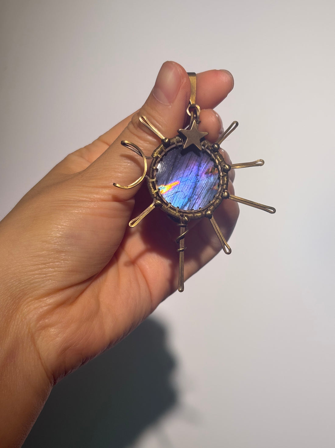 Copper Wire Wrapped Pendant & Macramé Ring