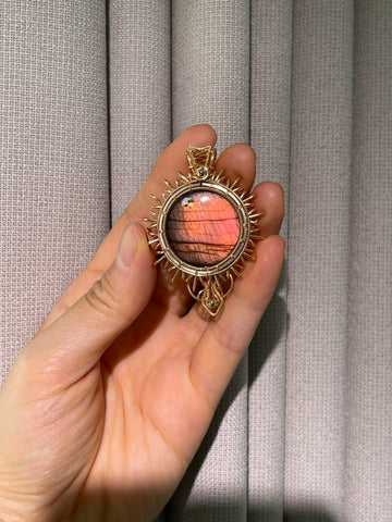 Handmade Copper Wire Wrapped Pendant&macrame ring