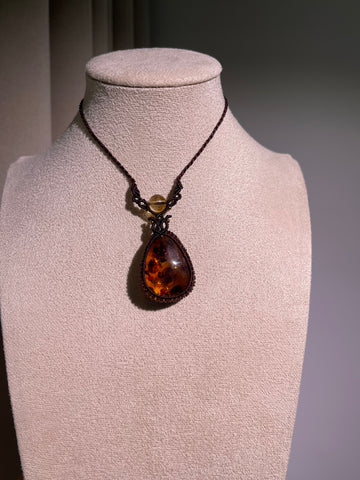 Macrame Choker & Pendant, Crystal Decor, Holiday Gift Items